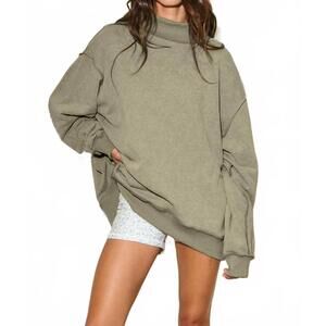 NEW BUCKETLIST vintage wash oversized sweatshirt in olive